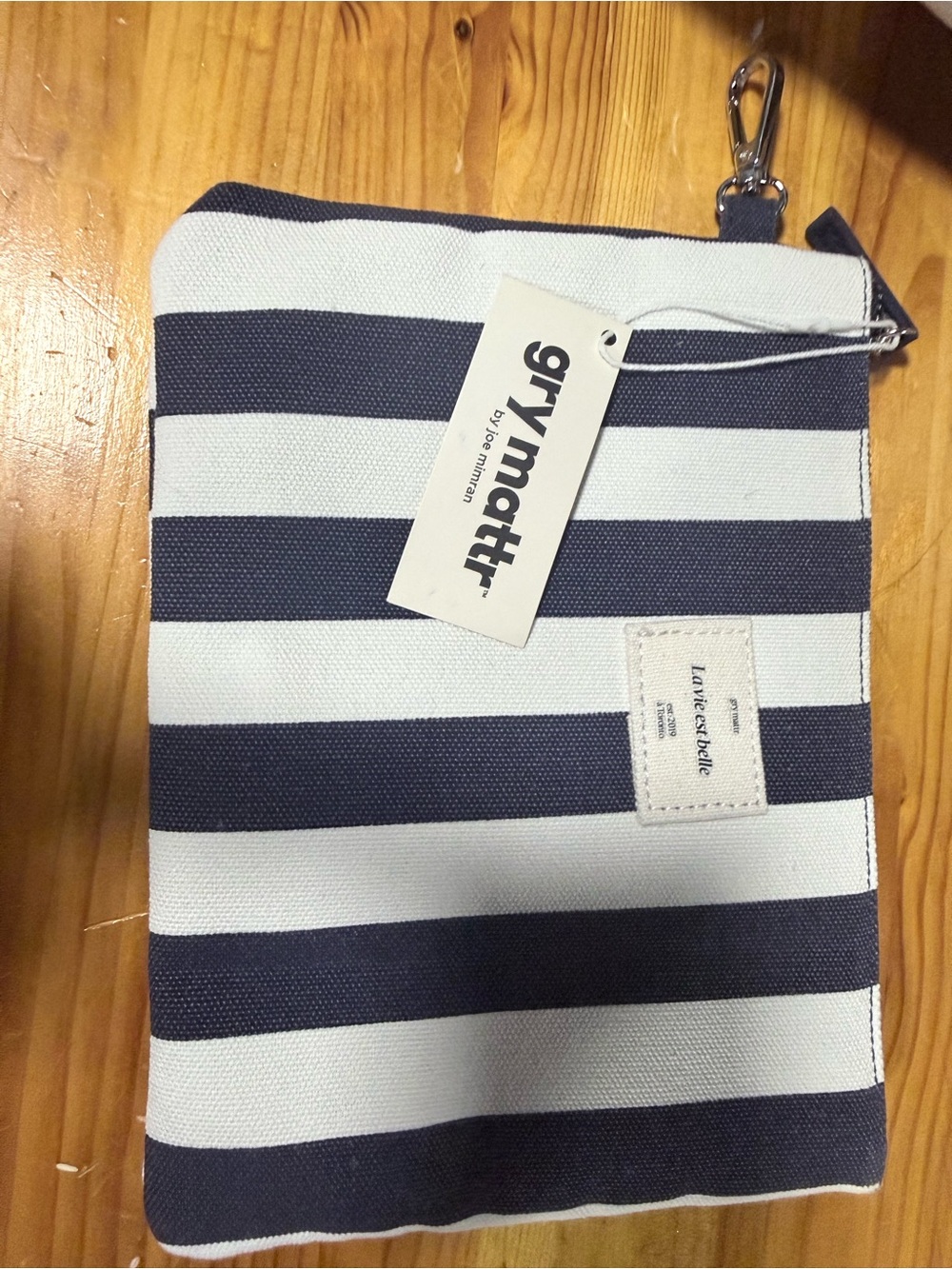 Navy and White Striped pencil/makeup Pouch